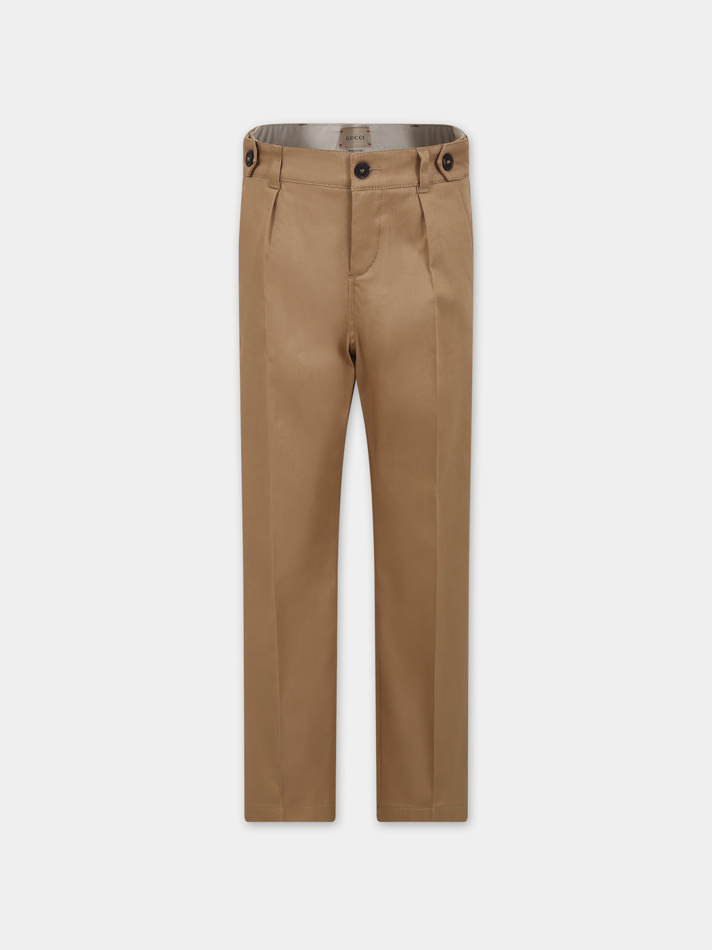 Beige trousers for boy with Web detail